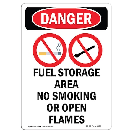 Signmission Safety Sign, OSHA Danger, 10" Height, Rigid Plastic, Fuel Storage Area No, Portrait OS-DS-P-710-V-1269